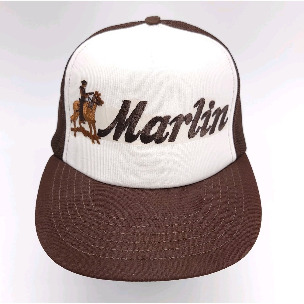 Vintage Marlin Rifles Firearms Mesh Trucker Snapback Hat Cap‎ Cowboy 80s 70s